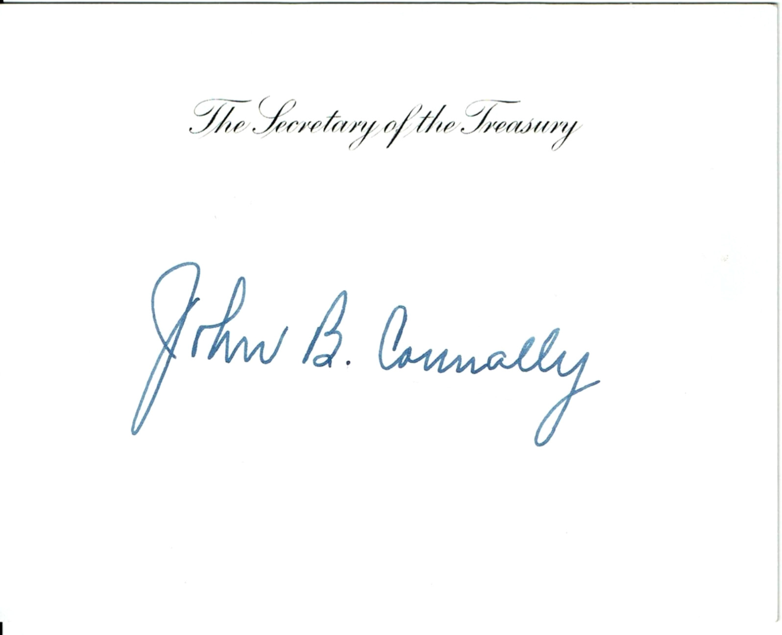 John Connally hand signed personal card