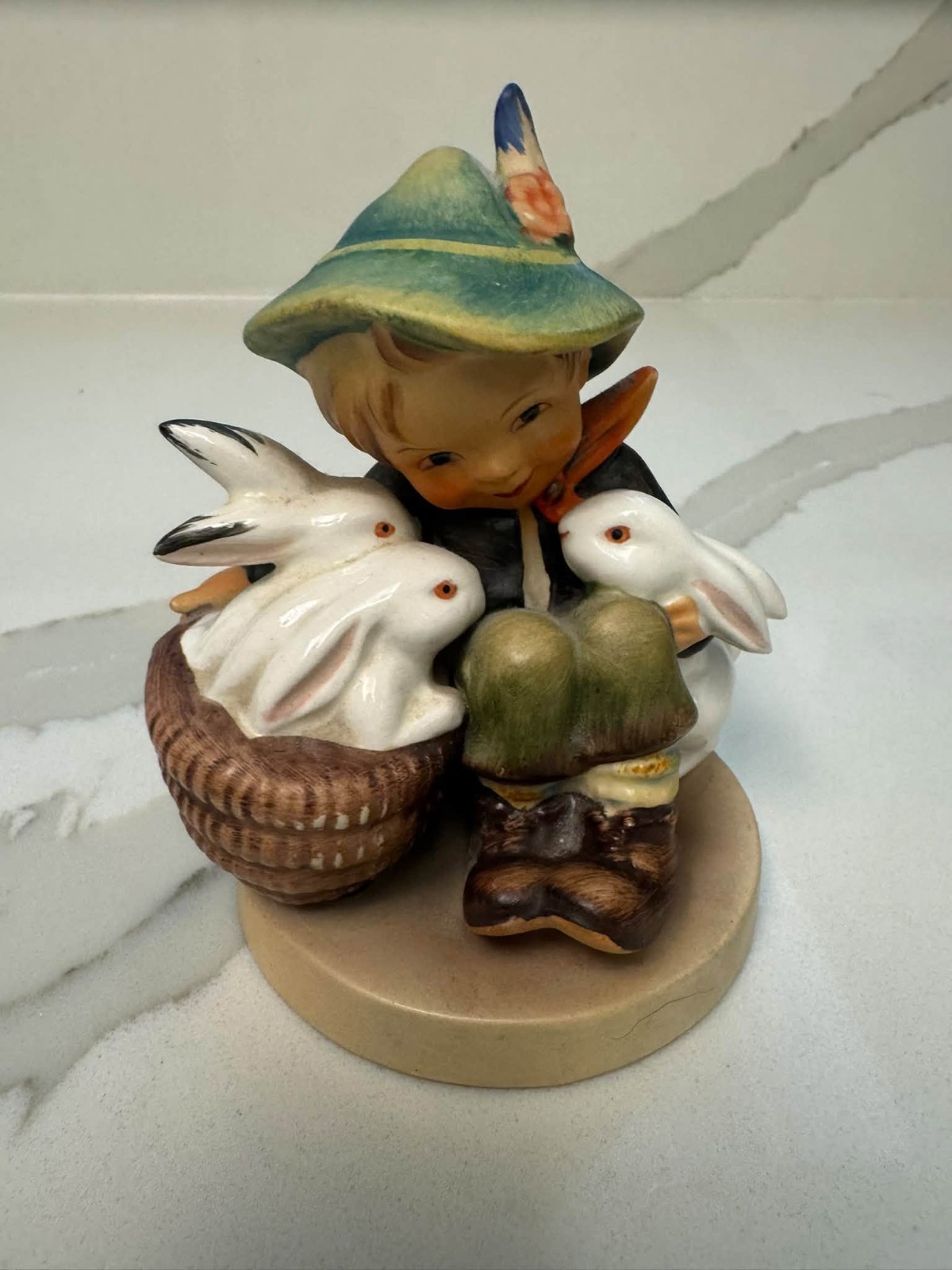 Goebel Hummel “Playmates” #185 Boy with Rabbits Figurine W. Germany Vintage
