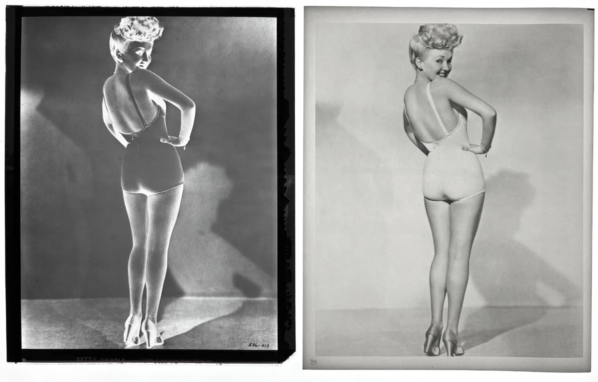 1943 Betty Grable WWII 20th Century Fox Frank Powolny 8x10 Negative + Photograph