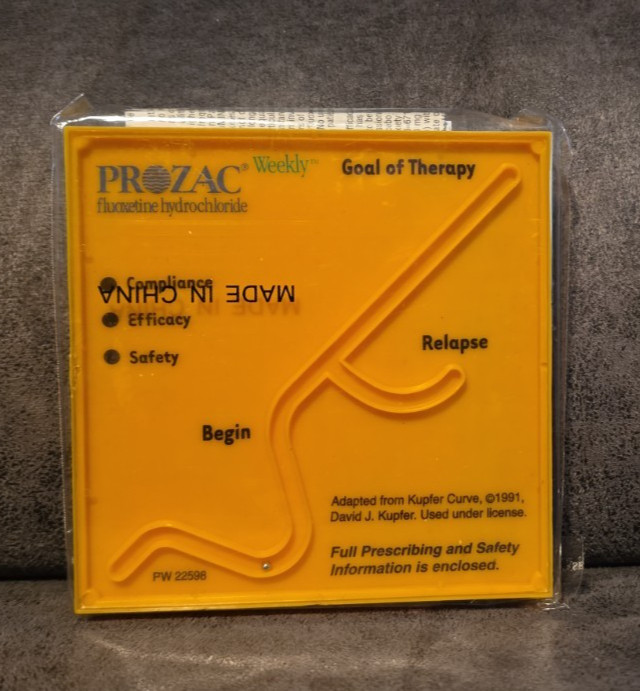 Vintage Prozac Weekly Fluoxetine Drug Rep Promotional Maze Game Sealed 4x4