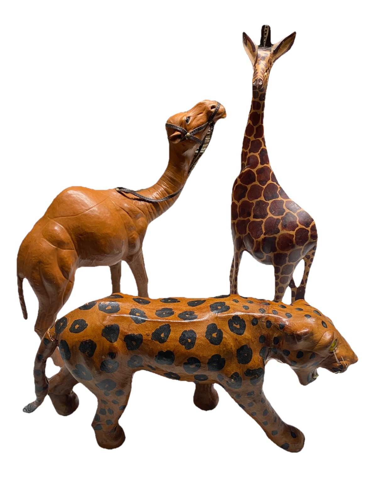 Vtg Hand Carved Wooden Hand Painted African Animals Figurine 14” Safari-Chic MCM