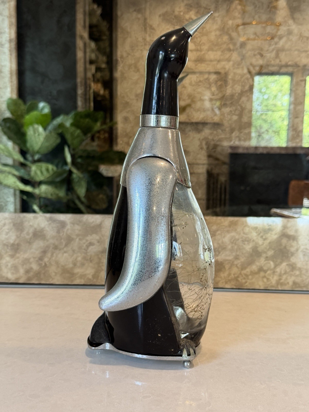 Vintage 1960s Penguin Liquor Decanter Music Box How Dry I Am Japan MCM Barware