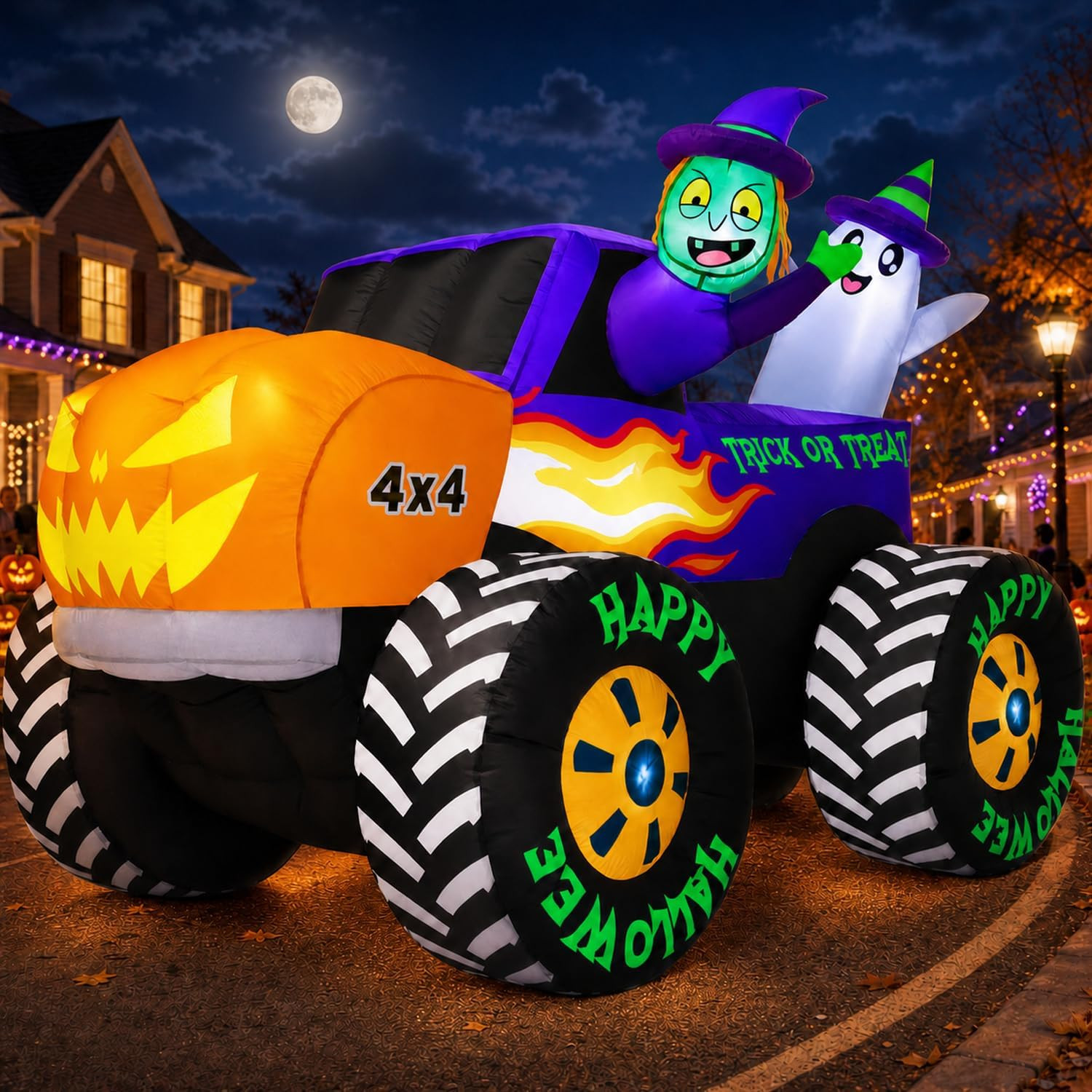 8FT Long Giant Halloween Inflatables Decoration Outdoor Monster Truck Car-Hallow