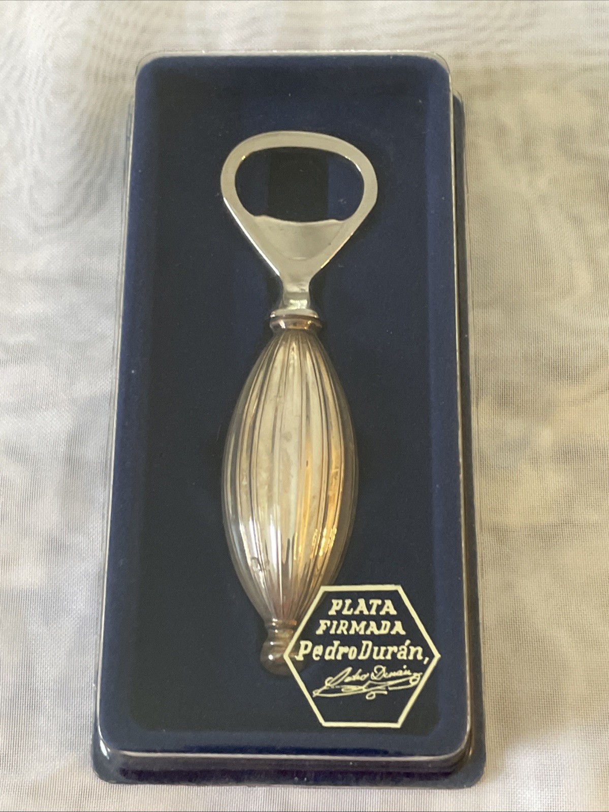 Vintage Bottle Opener Silver Signed By Pedro Duran In Original Open Box 