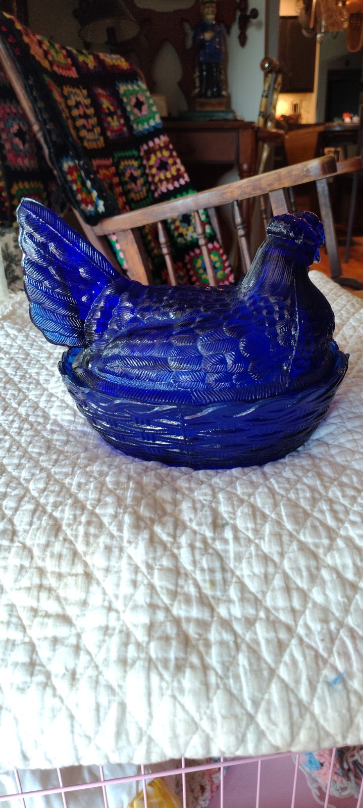 Vintage cobalt blue pressed glass \ Vintage cobalt blue pressed glass \
