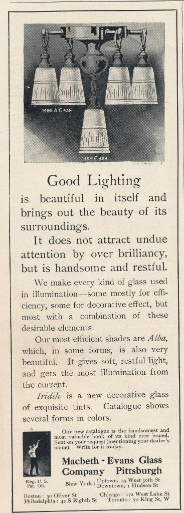 Magazine Ad - 1912 - Macbeth-Evans Glass Co.,. Pittsburgh, PA