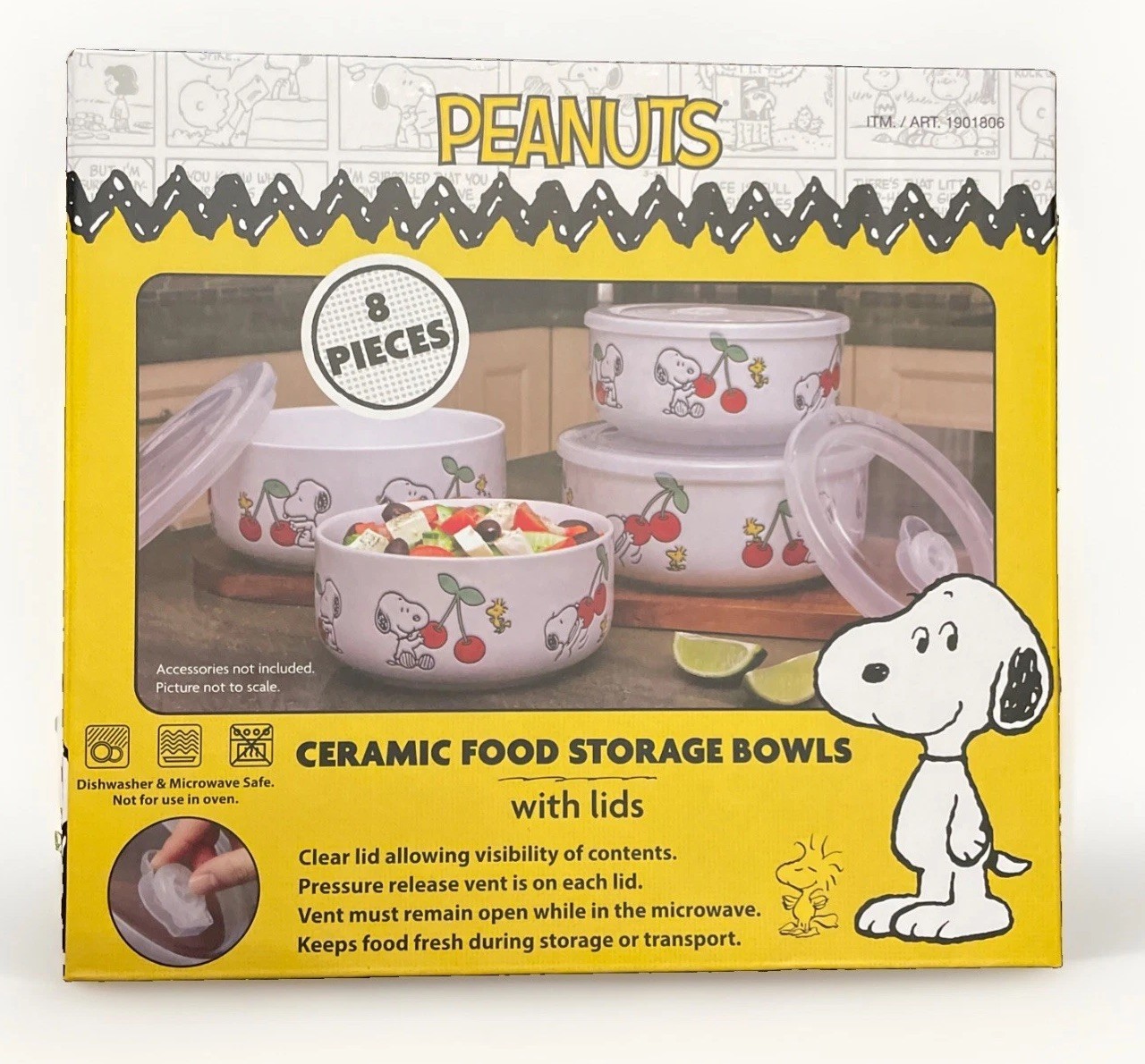 Peanuts Snoopy Pressure Lid Food Storage Small & Large 8 Pc Containers Bowl NEW