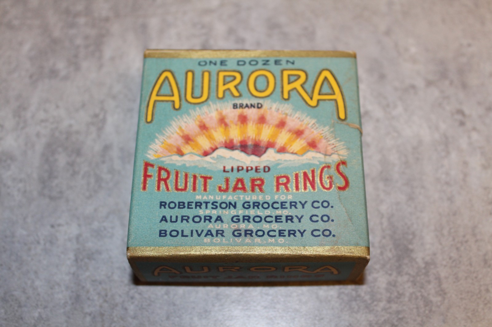 VINTAGE FRUIT JAR RINGS BOX AURORA BRAND