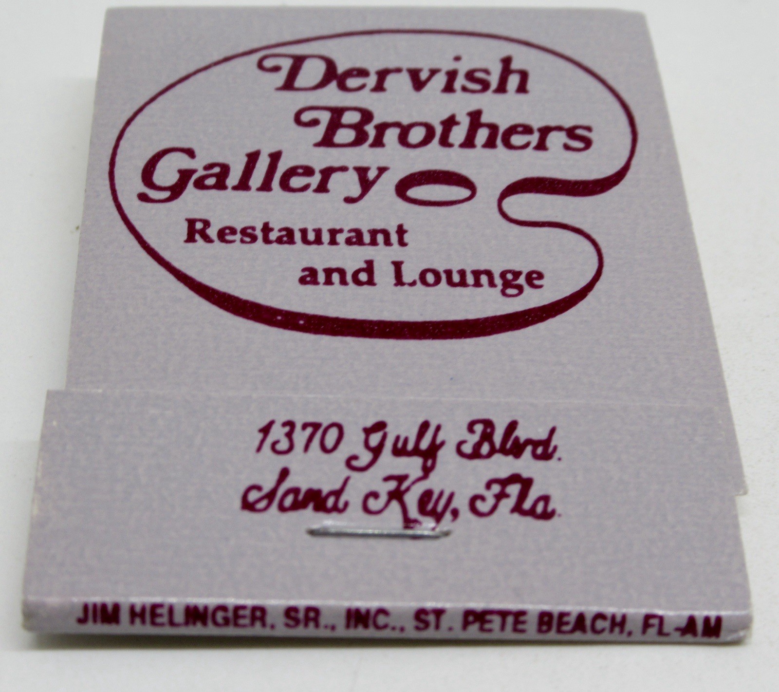 SAND KEY Florida Dervish Brothers Gallery Restaurant FULL Matchbook