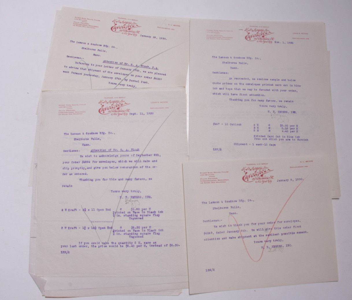 1930 Lamson Goodnow H N Meyers Inc Envelopes NYC Ephemera L416J
