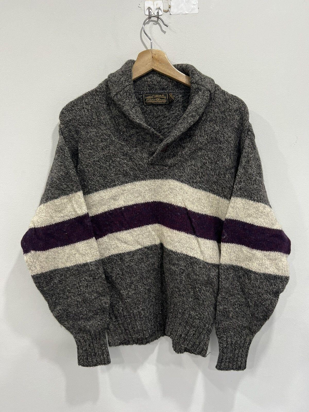 Vintage Eddie Bauer Knit Sweater Shawl Collar striped Vintage Eddie Bauer Knit Sweater Shawl Collar striped