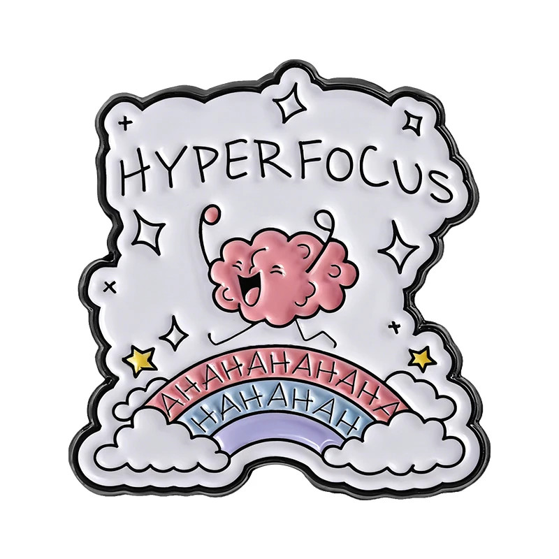 ADHD Hyperfocus Brain Brooch Enamel Pins Custom Mental Health Metal Brooches