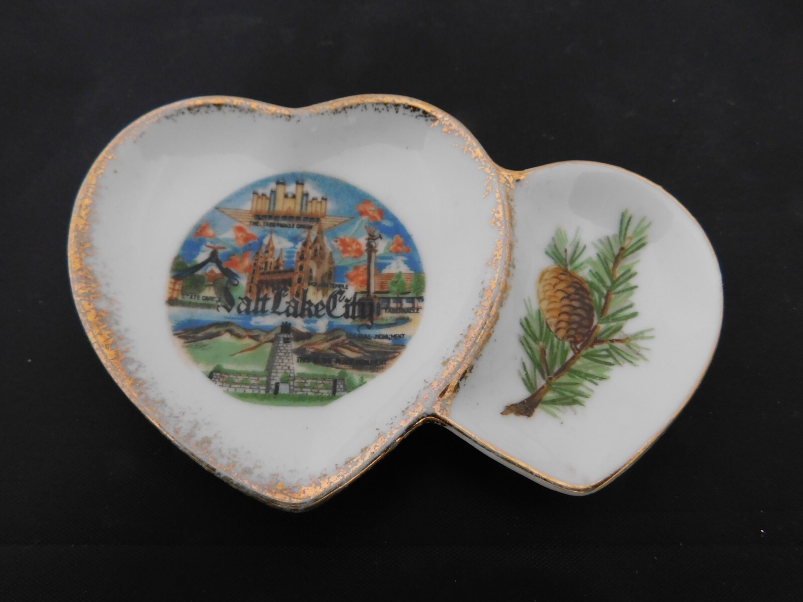 Heart Shaped Ceramic Souvenir Catch All Dish From Salt Lake City, Utah - Gift