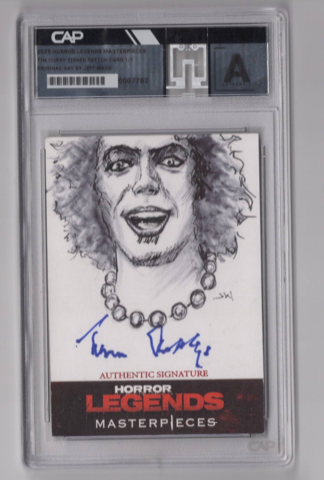 Tim Curry 2025 Horror Legends Masterpieces Autograph Sketch Card Jeff Ward 1/1 A Tim Curry 2025 Horror Legends Masterpieces Autograph Sketch Card Jeff Ward 1/1 A