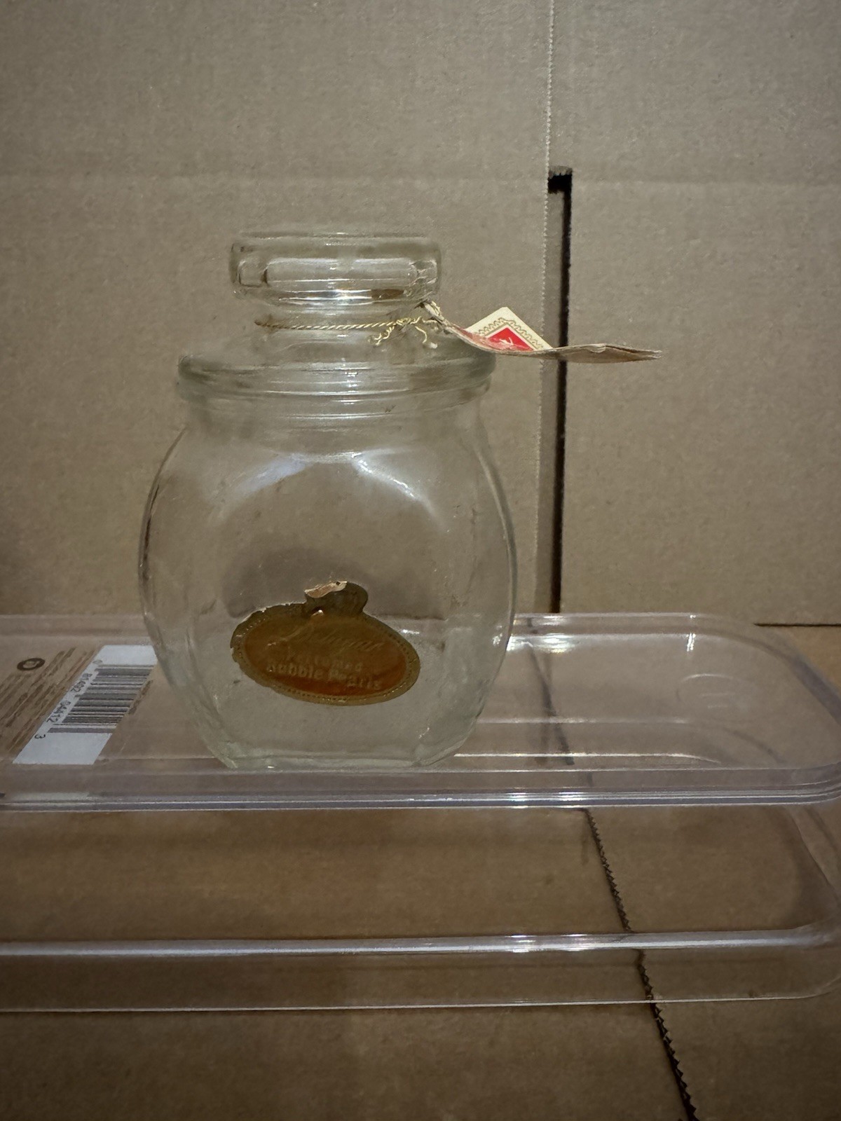 Vintage Delagar Perfumed Bubble Pearls Glass Jar with Lid & Original Tags