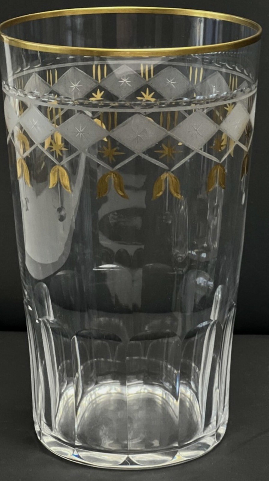 5 Vintage Continental Gilt Frosted Etched Glass Tumblers