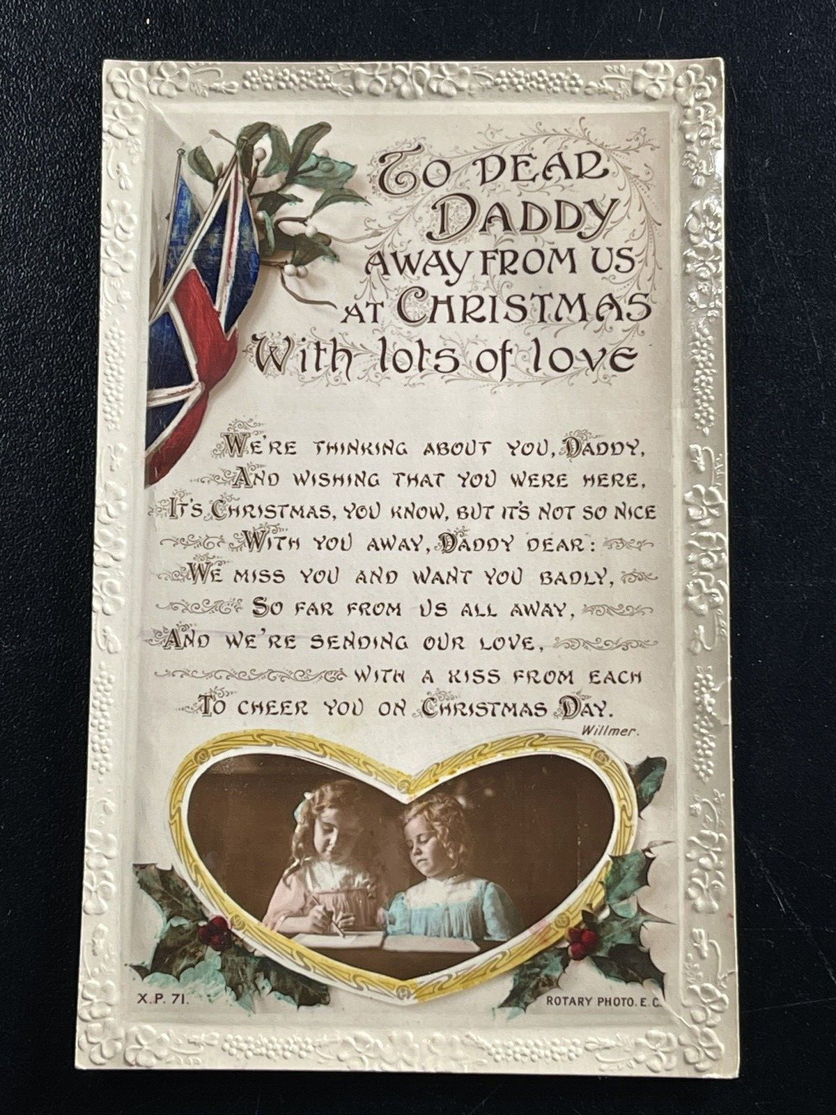 Dear Daddy Christmas Children Rotary Photo EC Embossed RPPC Postcard