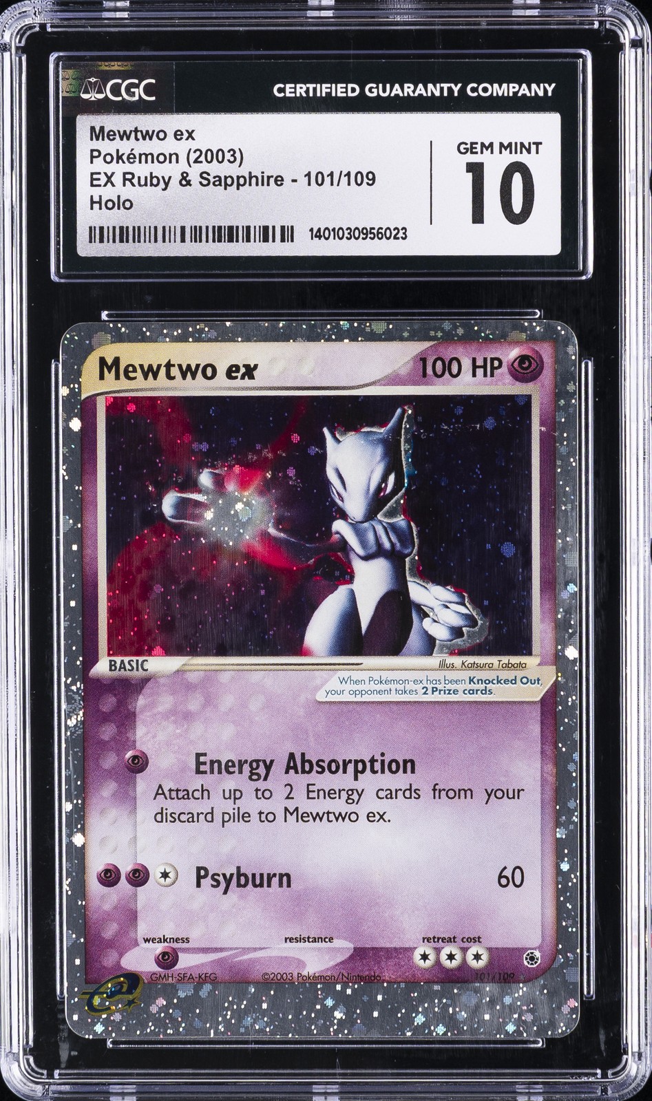 2003 POKEMON: EX SERIES [RS] EX RUBY & SAPPHIRE: HOLO MEWTWO EX CGC 10 GEM MINT