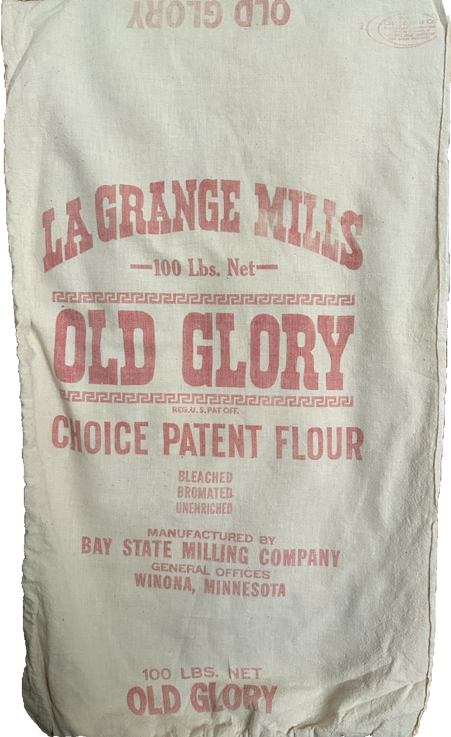 Vintage 100 lb La Grange Mills Old Glory Flour Bag