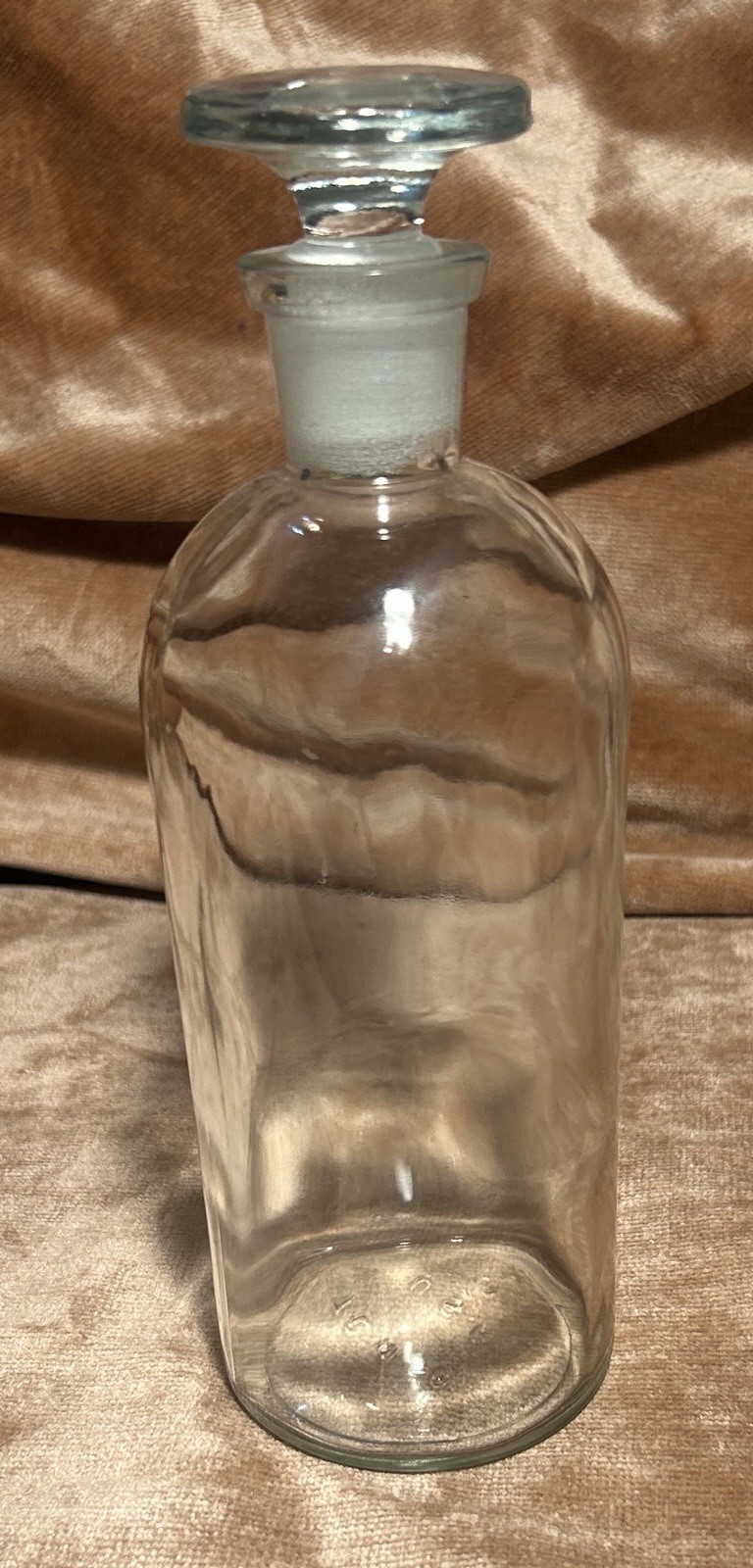 Vintage T.C.W. Co. USA Clear Glass Apothecary Bottle w/ Ground Glass Stopper