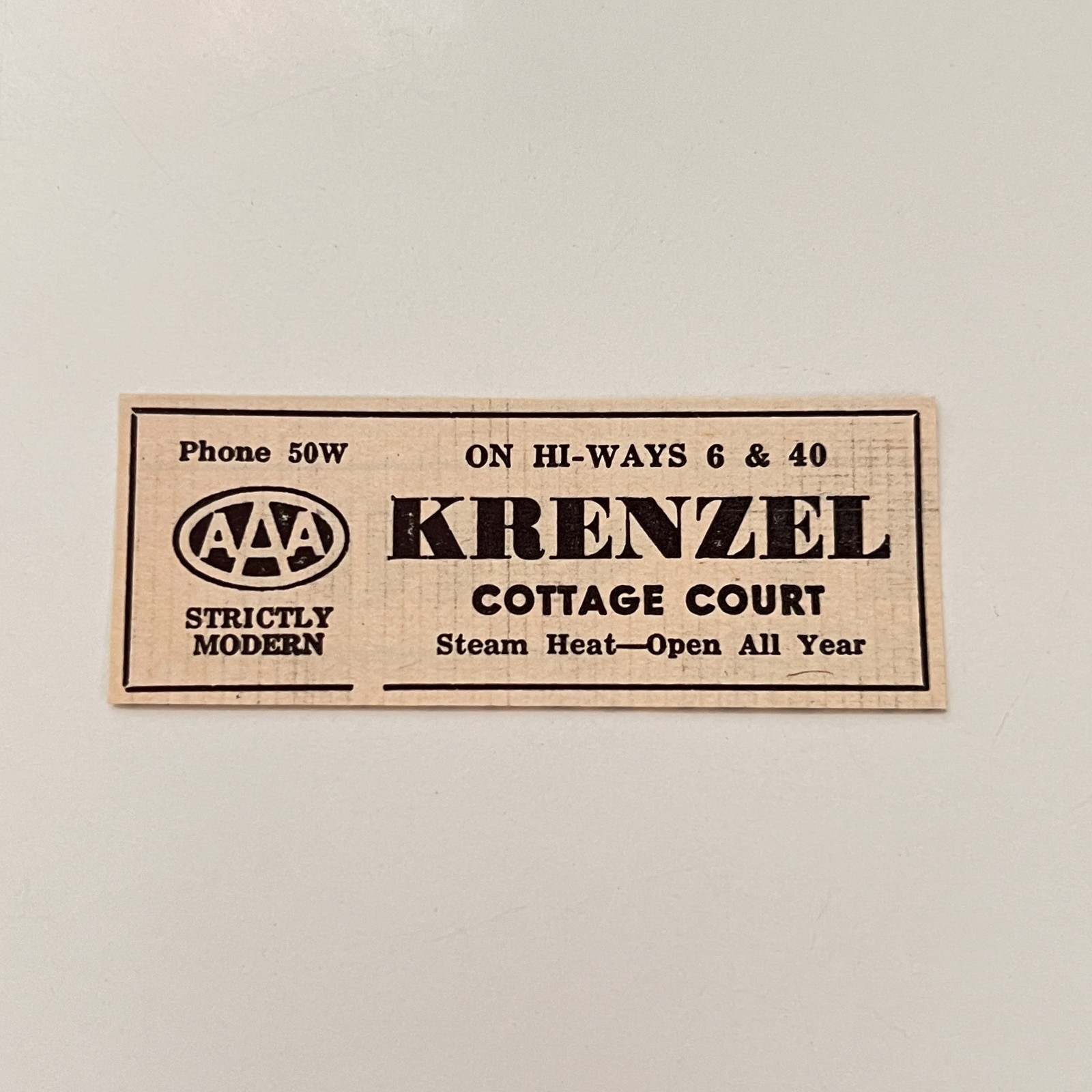 Krenzel Cottage Court Steam Heat-Open All Year Hwys 6 & 40 1948 CO Ad TAK2-S20