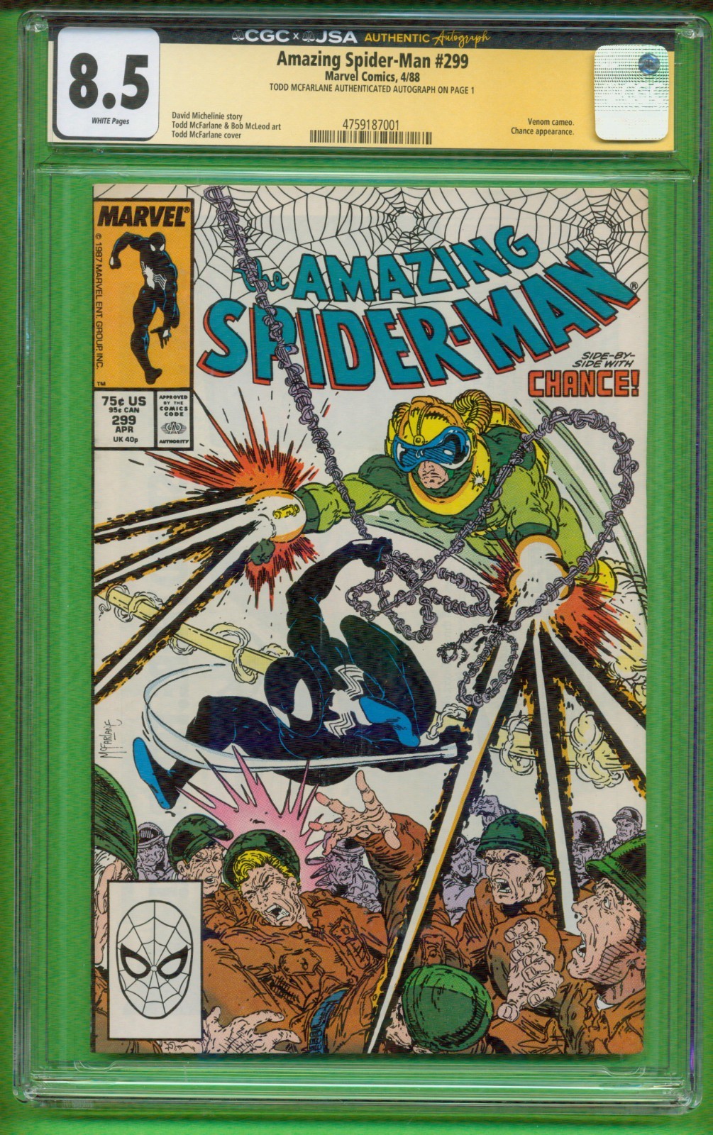 Amazing Spider-Man #299 APRIL 1988 CGC 8.5 SS Todd McFarlane 1st VENOM 26-1384 Amazing Spider-Man #299 APRIL 1988 CGC 8.5 SS Todd McFarlane 1st VENOM 26-1384