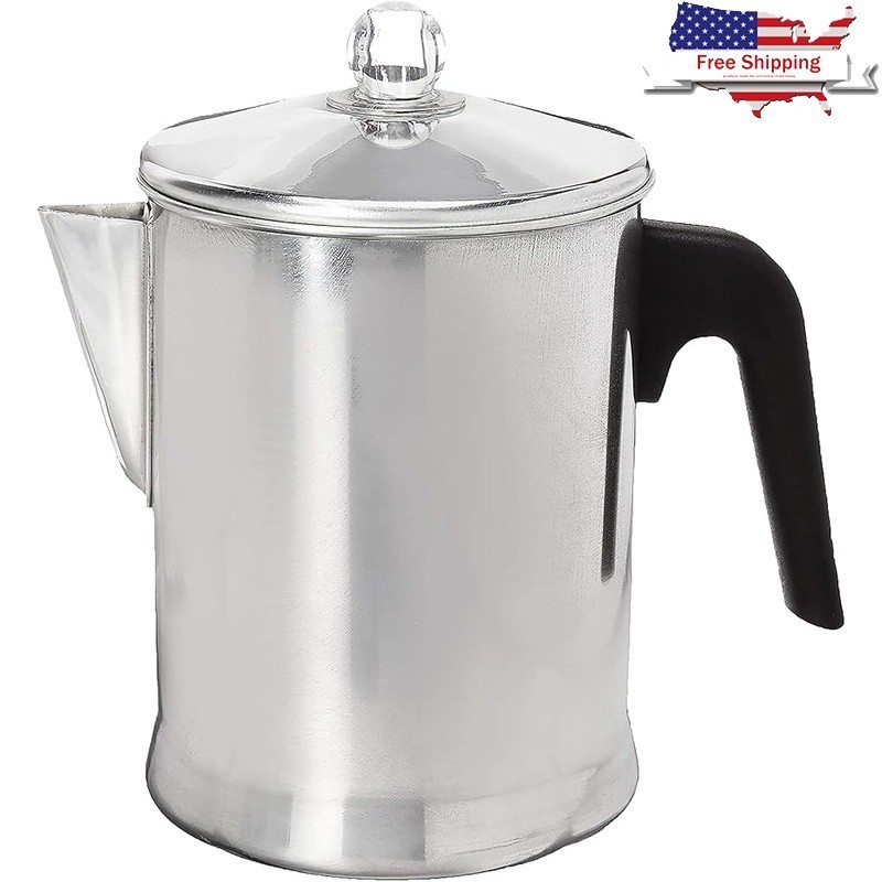 9-Cup Stovetop Coffee Percolator Easy Brewing Aluminum Compact Perfect Camping