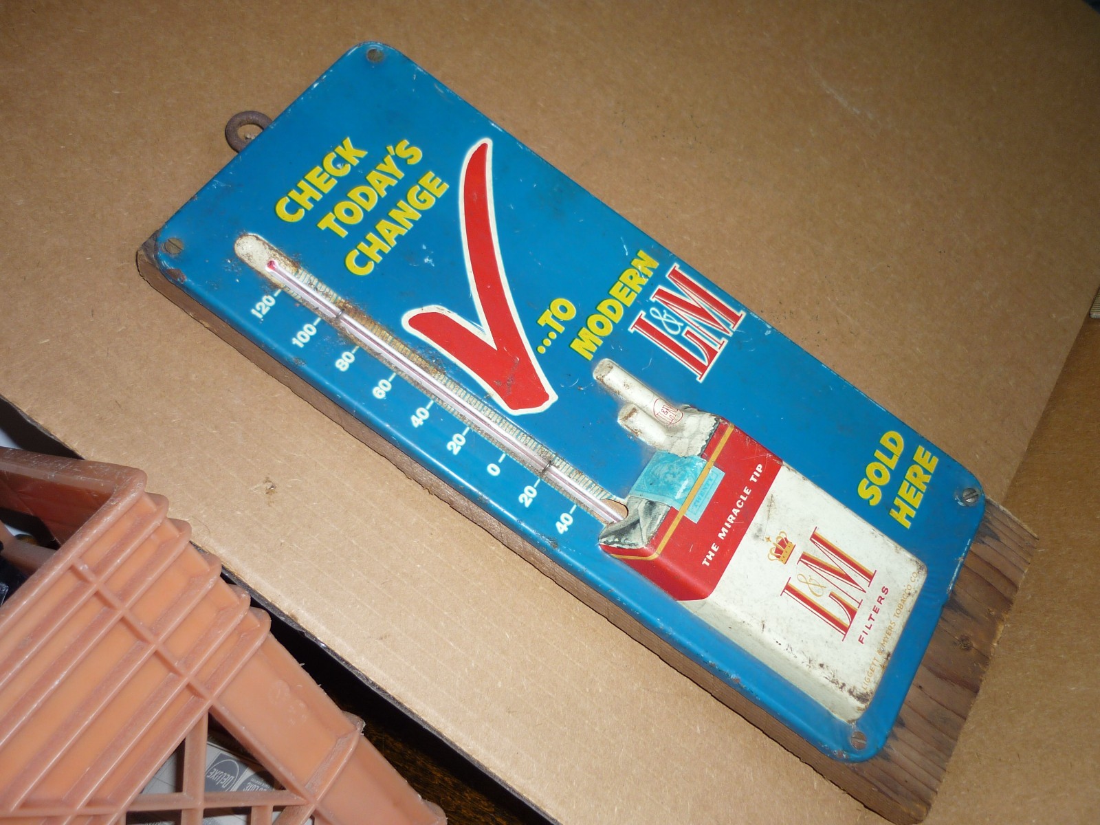 Vintage L&M Cigarette Thermometer  Metal