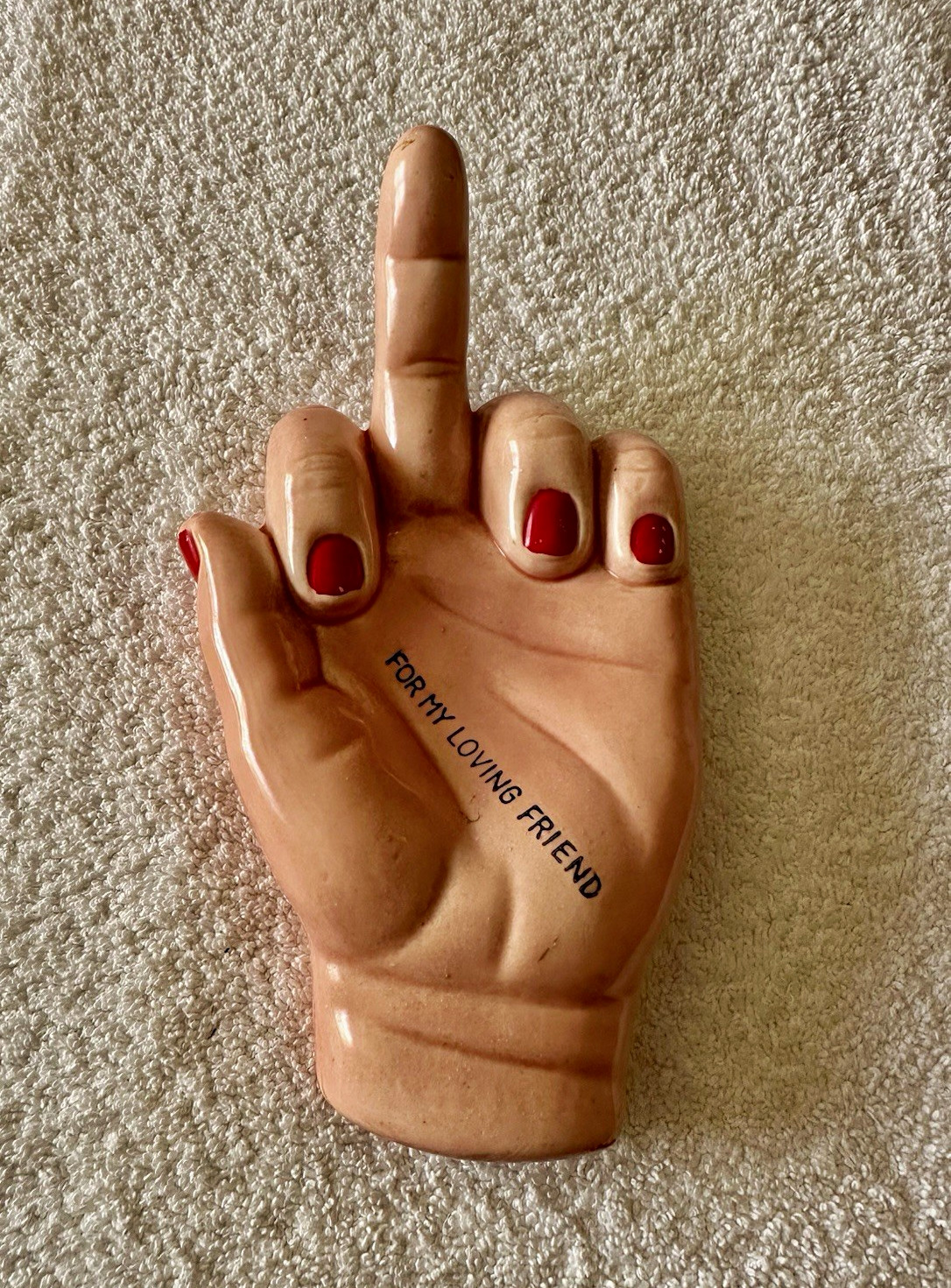 Vintage…Ceramic Hand Figurine Middle Finger Red Nails \