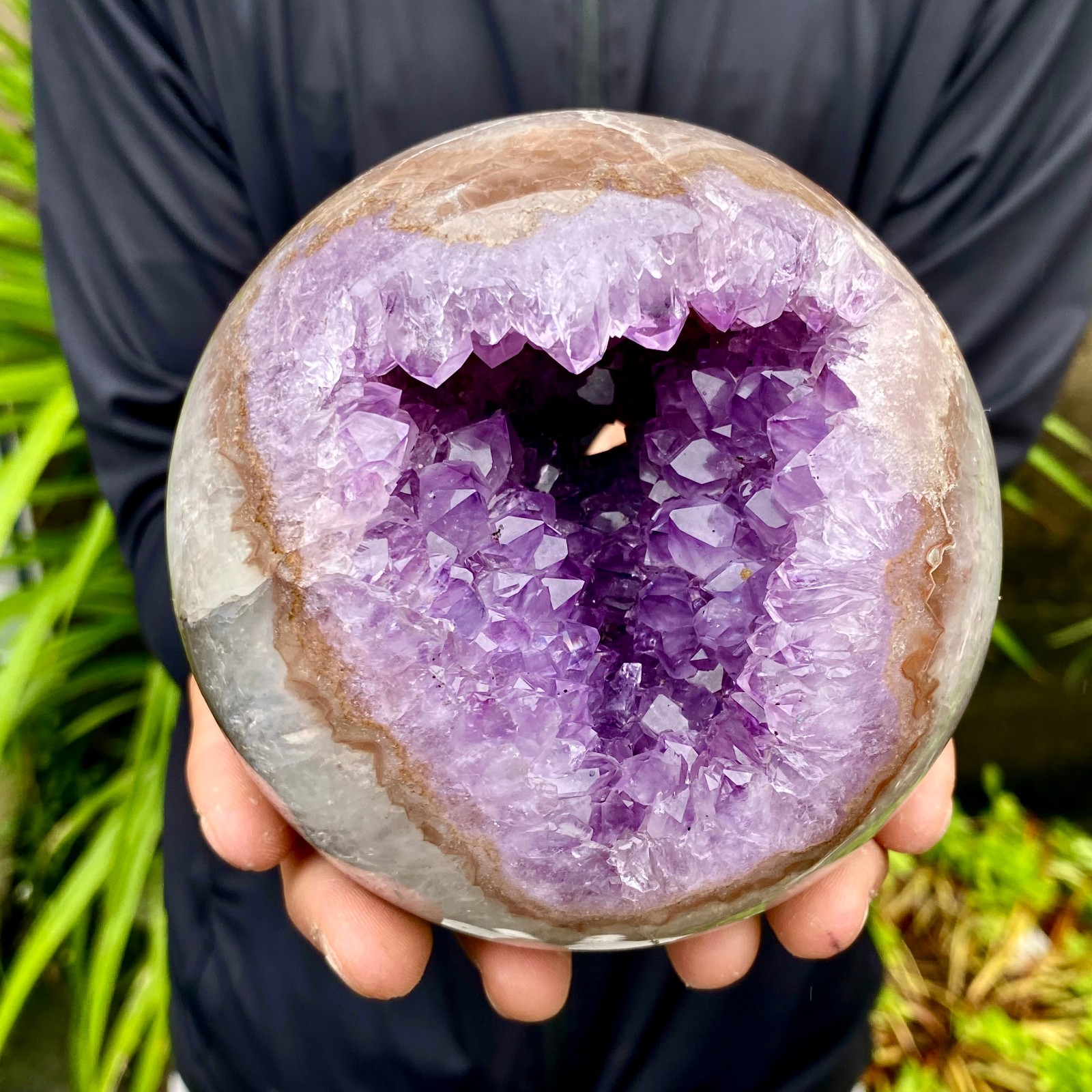4.07LB Natural Open Smile Agate Amethyst Sphere Healing Wealth Collectible Cryst