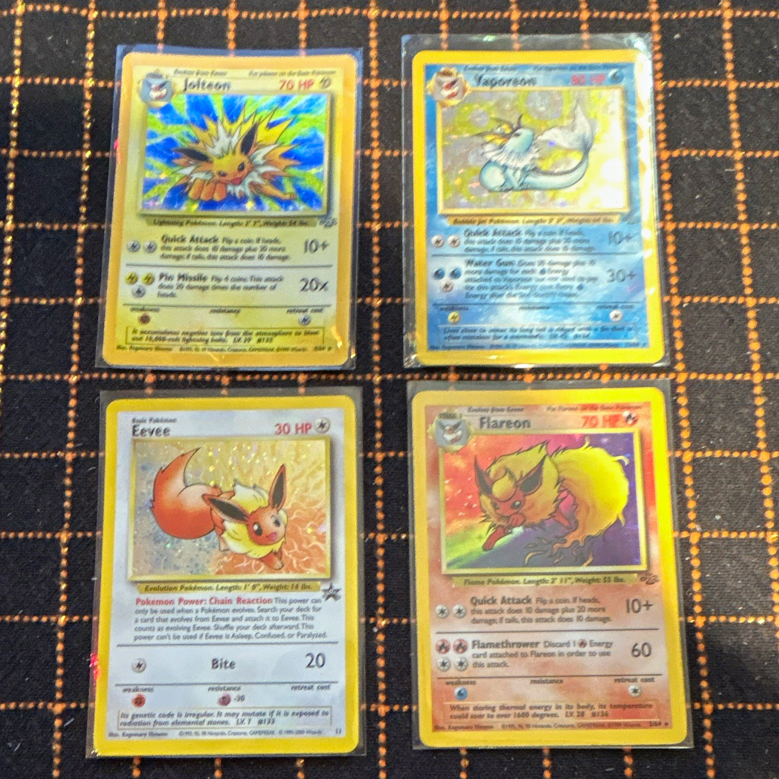 Pokémon Jungle Holo 4-Card Lot Jolteon Vaporeon Eevee Flareon WOTC 2000