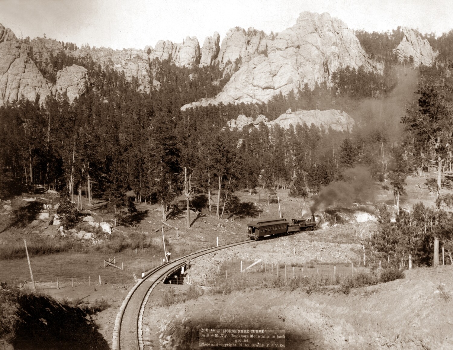 1891 Train on Horse Shoe Curve, SD Vintage Photograph 8.5 1891 Train on Horse Shoe Curve, SD Vintage Photograph 8.5
