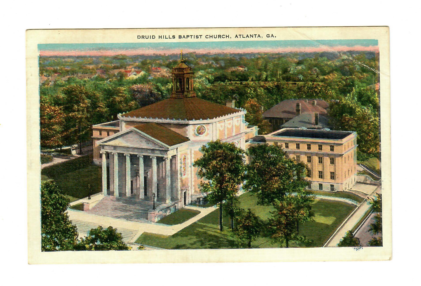 1935 Druid Hills Baptist Church Atlanta GA Postcard — Buy Savings Bonds (PC142)