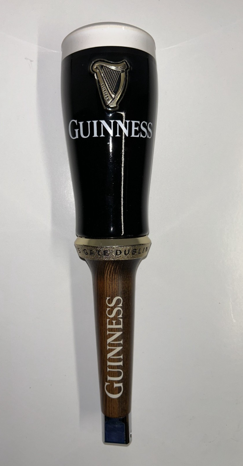 Guinness Stout Tap Handle Ceramic Pint Wood Handle W/ Pouring Instructions