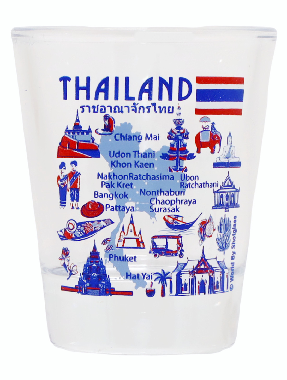 THAILAND LANDMARKS AND ICONS COLLAGE SHOT GLASS SHOTGLASS
