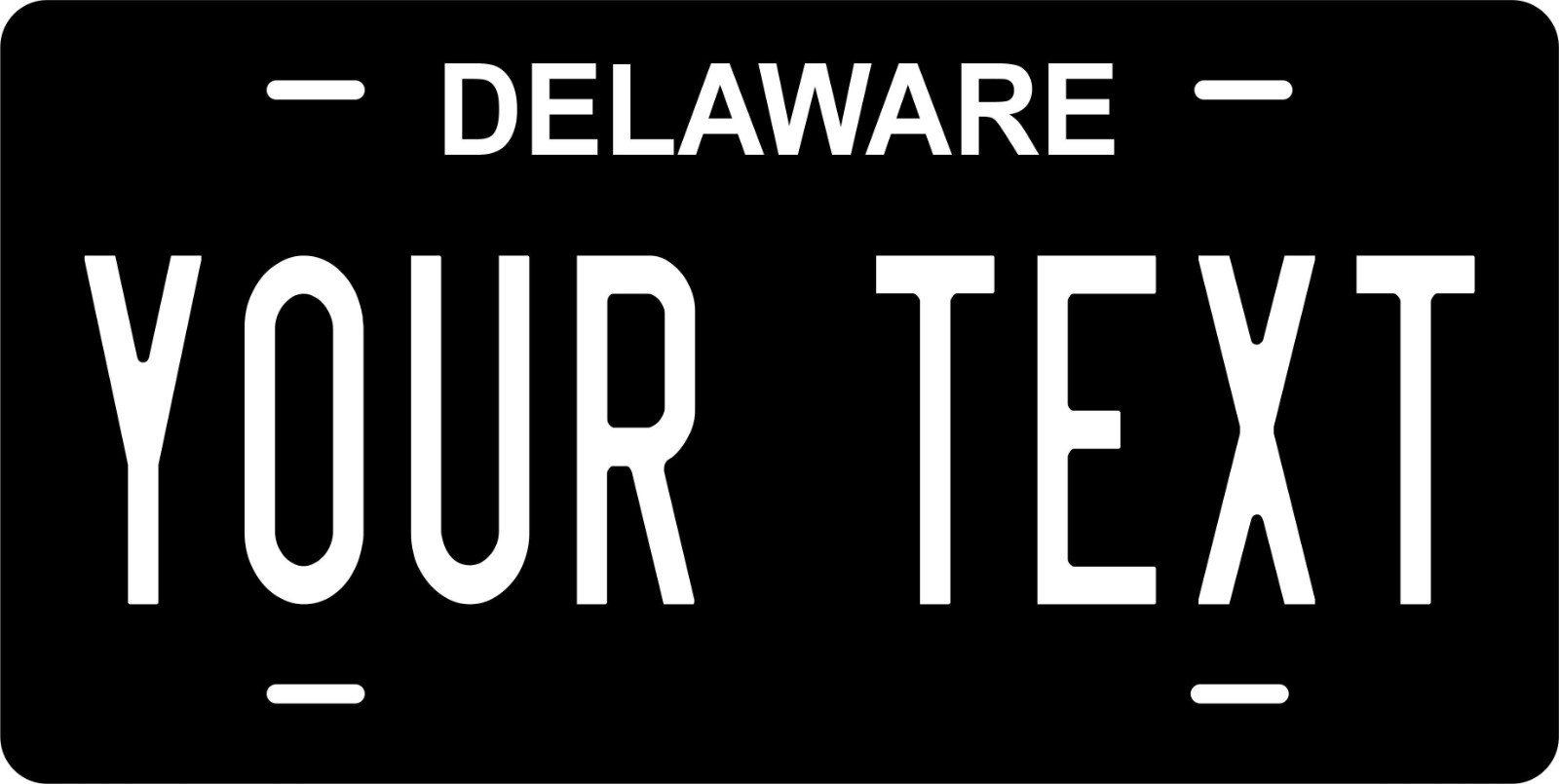 Delaware White on Black- Personalized Novelty Plate Auto Bike Motorcycle