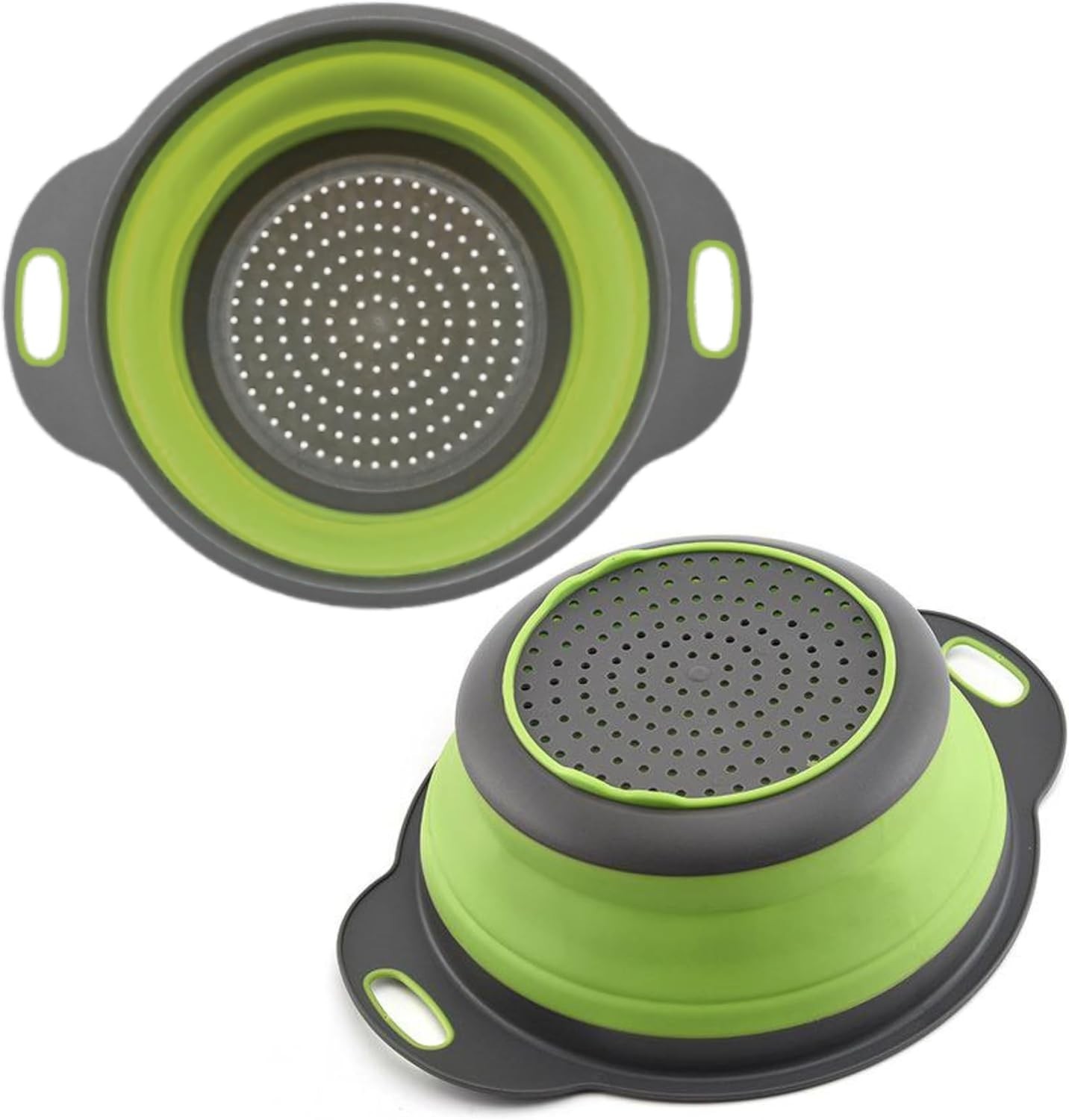 2-Pack Collapsible Colander Set w/Base/Handles, Small Round Strainer for Kitchen 2-Pack Collapsible Colander Set w/Base/Handles, Small Round Strainer for Kitchen