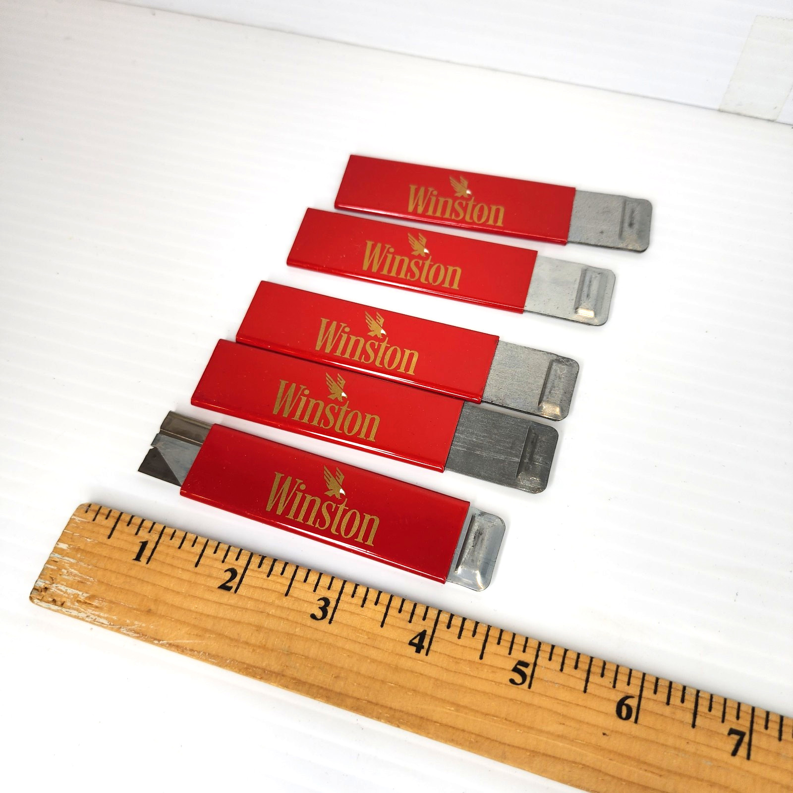 5 Vintage Winston Cigarette Box Blades Cutters Openers Metal