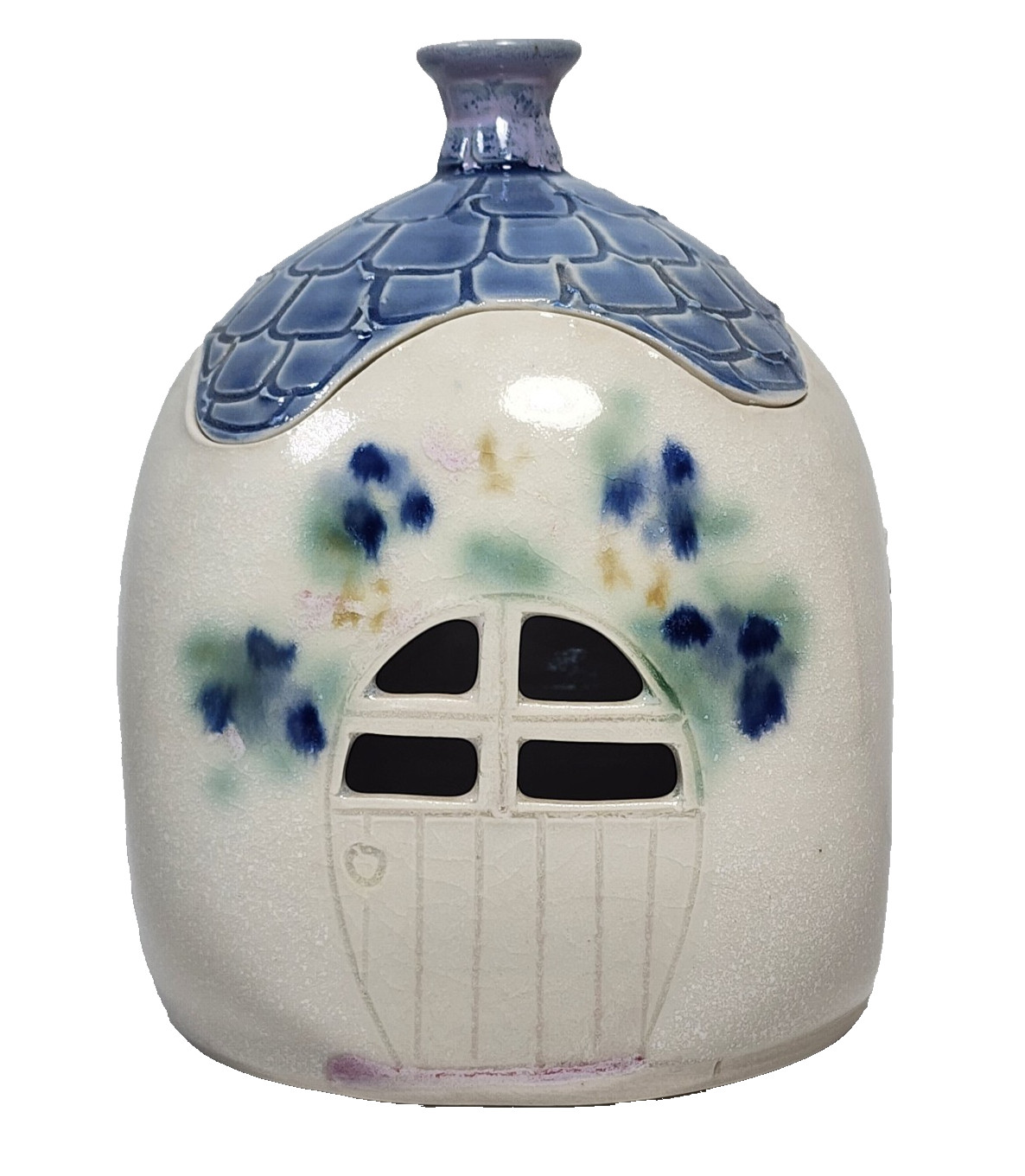 Vintage 1991 Clouds Pottery Folsom Garlic Keeper Birdhouse Candle Holder