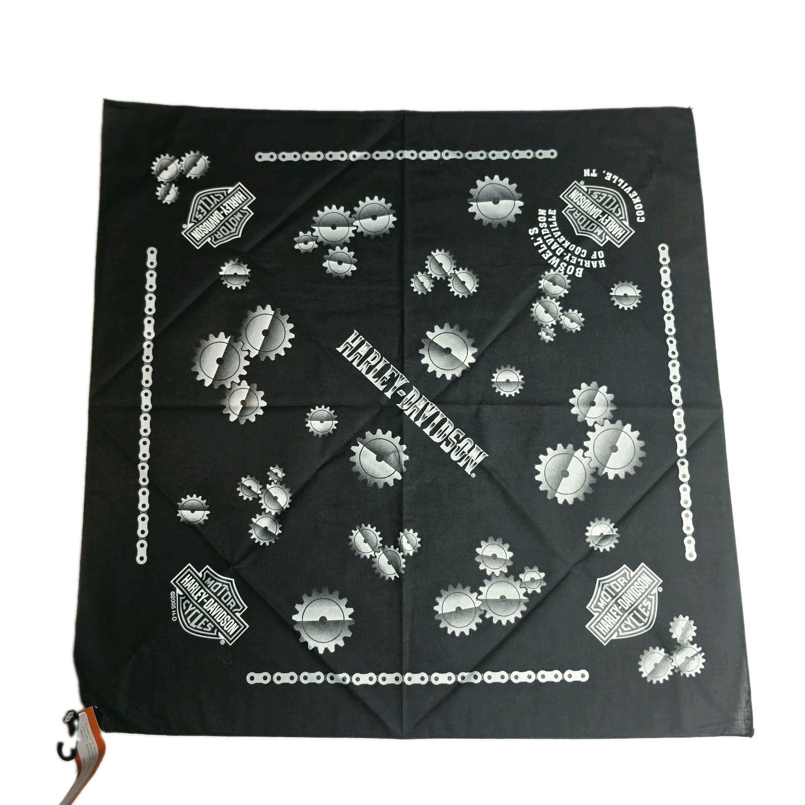 Harley Davidson Bandana Boswell\'s Cookeville TN Black Cotton Biker Headwrap 2005 Harley Davidson Bandana Boswell\'s Cookeville TN Black Cotton Biker Headwrap 2005