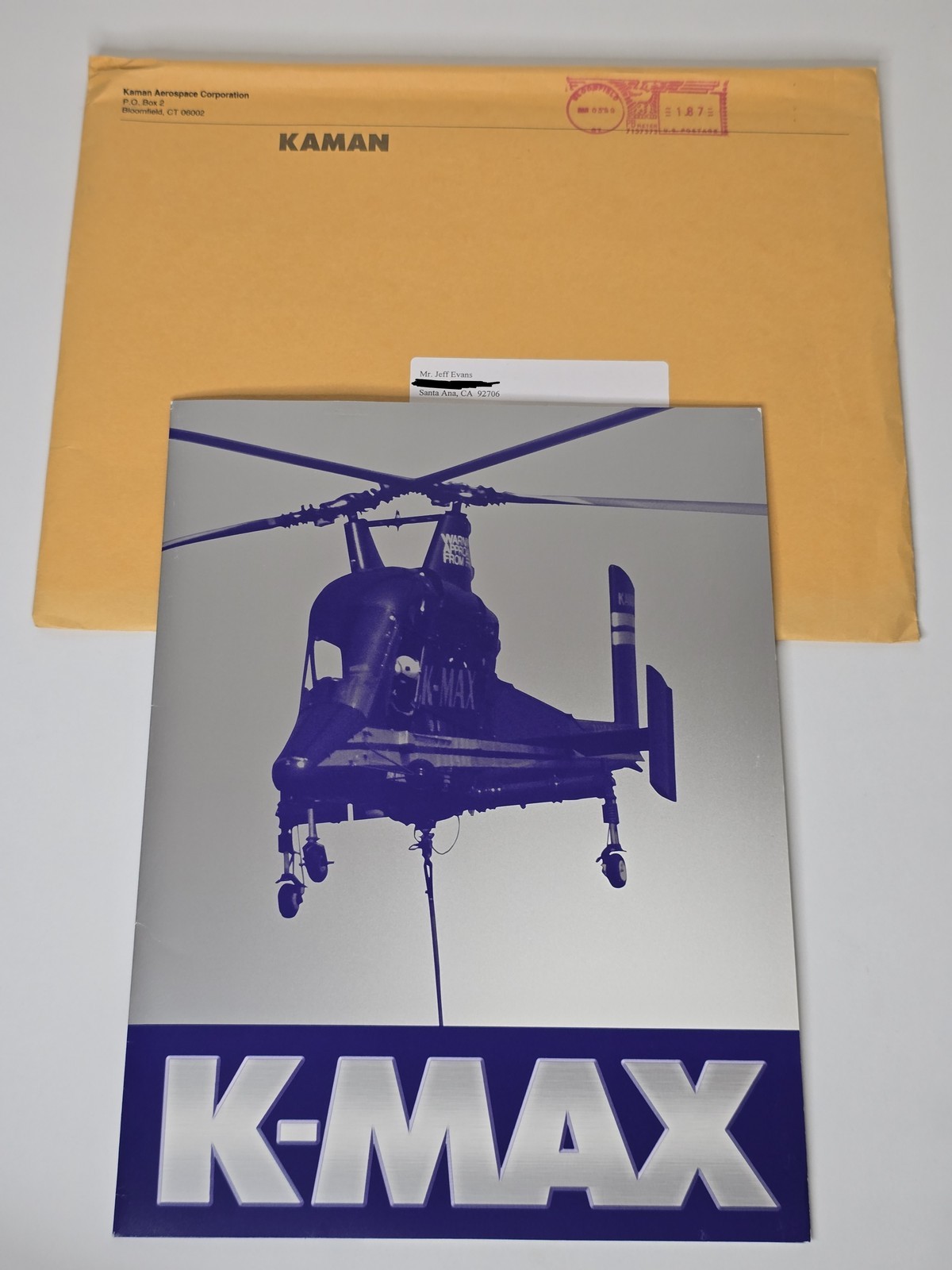 1998 Kaman K-MAX Helicopter Brochure Press Kit Letter Jeff Evans Archive