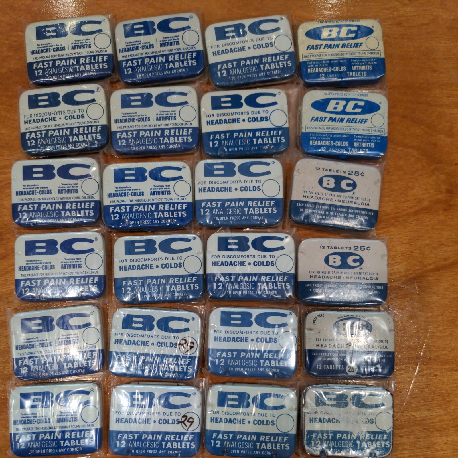LOT of 24 vintage BC Remedy tins, different designs