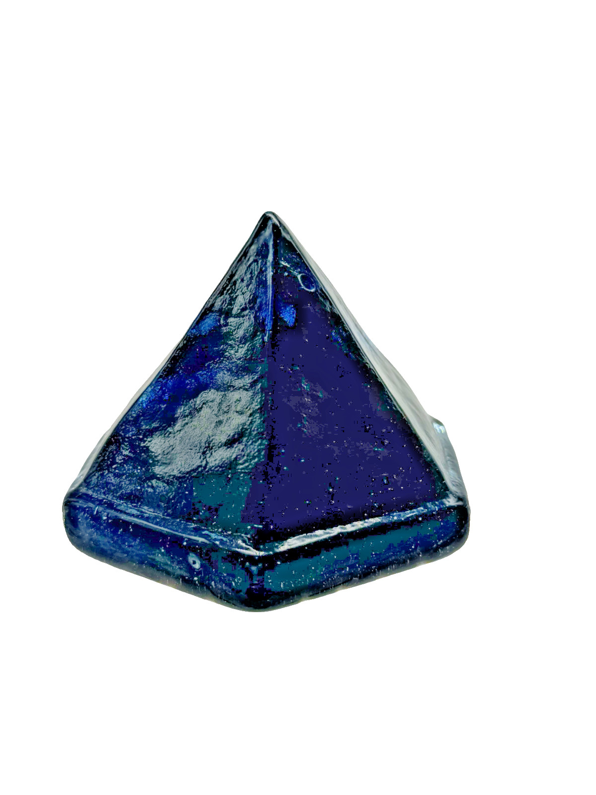 Deep Cobalt Blue Glass Ship Deck Prism 6 Sided Pyramid Nautical 3