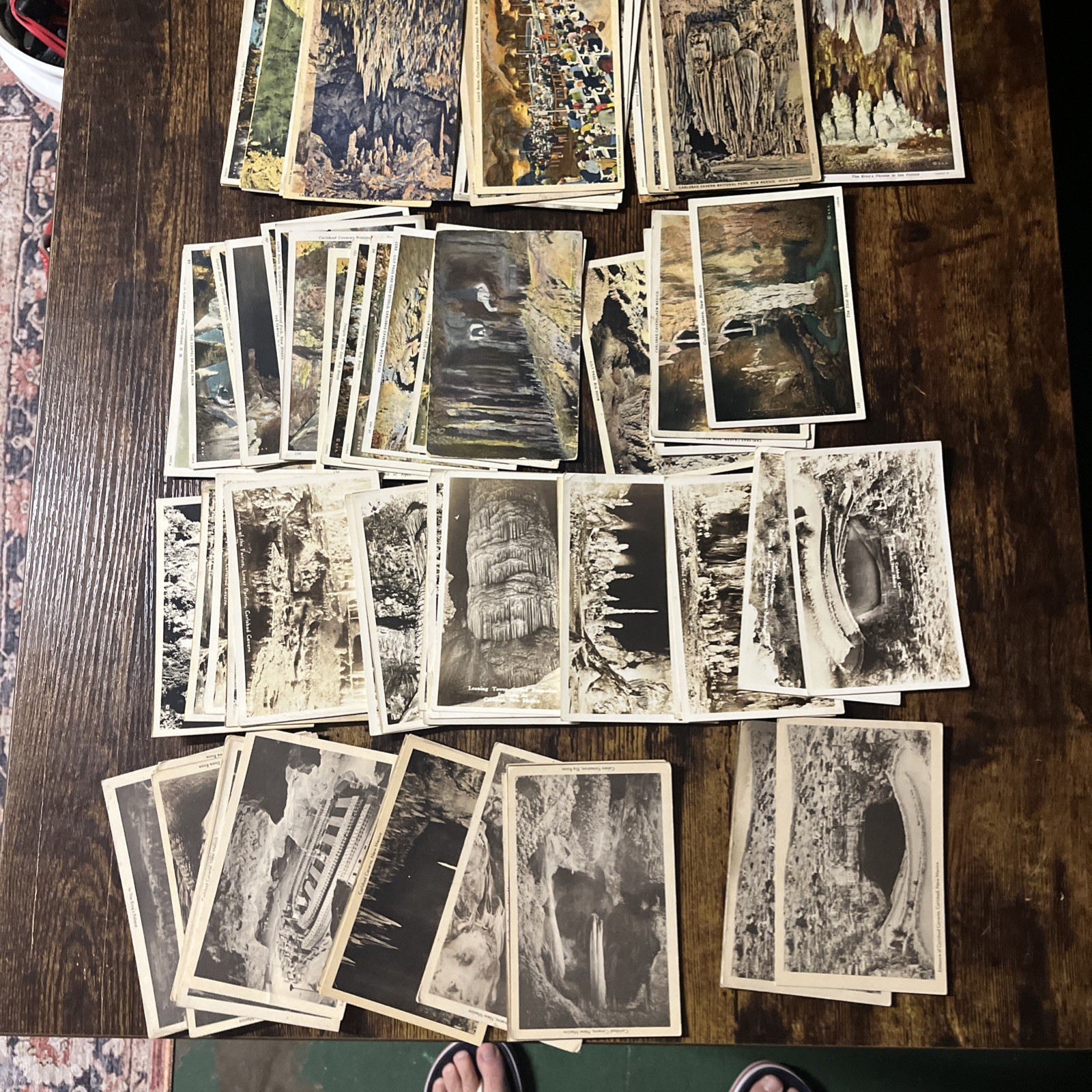 93 vintage Carlsbad Caverns postcards, NM National Park, linen, chrome, B&W lot