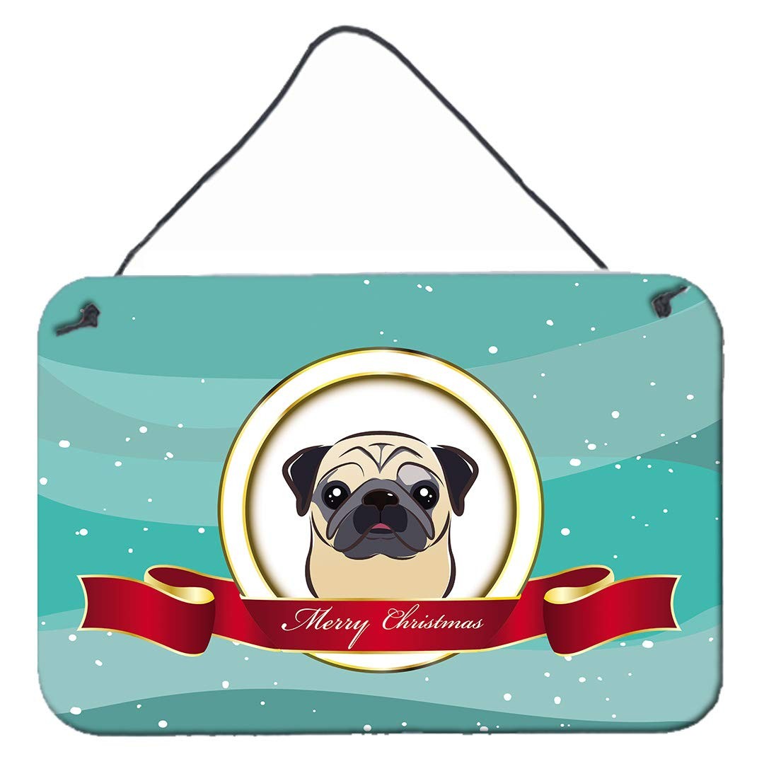 Caroline\'s Treasures BB1572DS812 Fawn Pug Merry Christmas Metal Sign 8x12