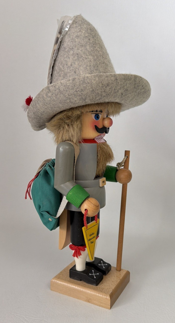 Vintage German Nutcracker Erzgebirgische Volkskunst Octoberfest 16” Hiker