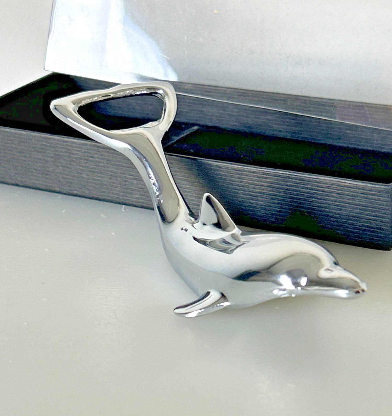 Dolphin Silver Tone Metal Bottle Opener 4.5\