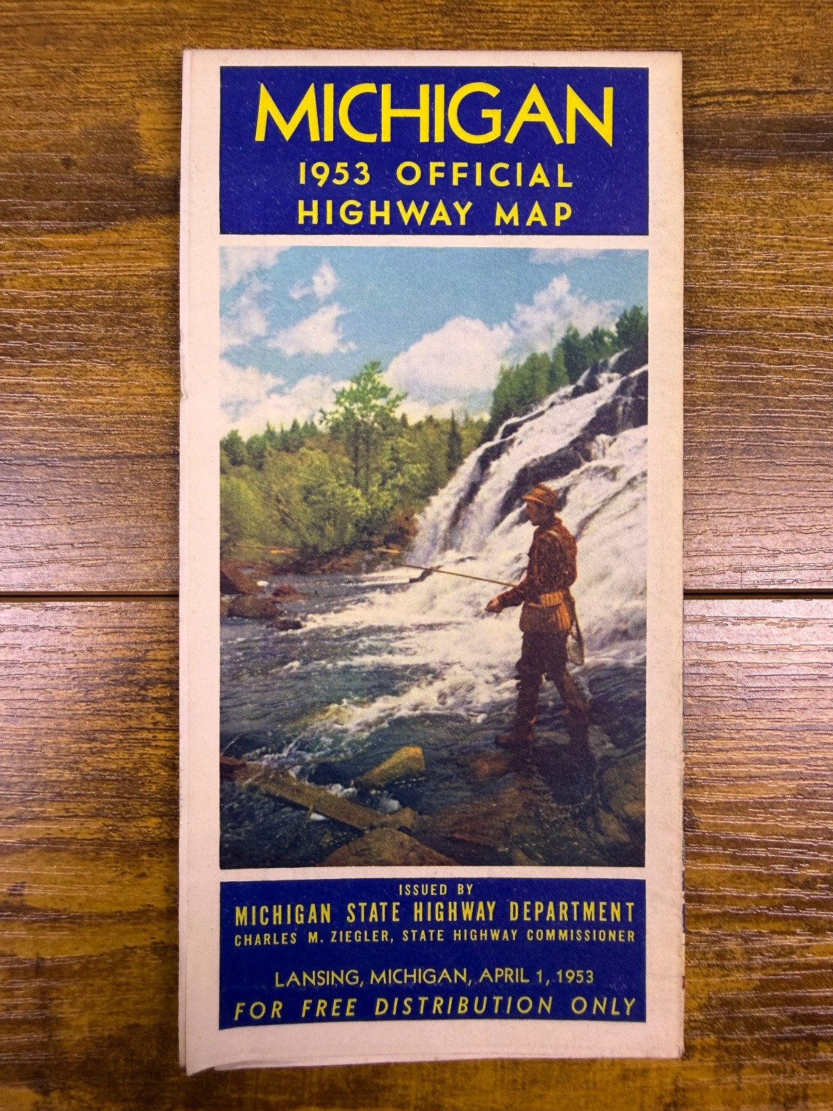 1953 Official Highway Map of Michigan Pamphlet Foldout Map Highway Department 