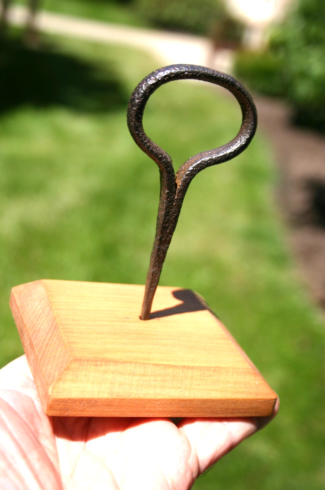 Rare, Unusual, Very Old Hand-Forged Iron Tether Ring, Display or Drive-In Re-Use
