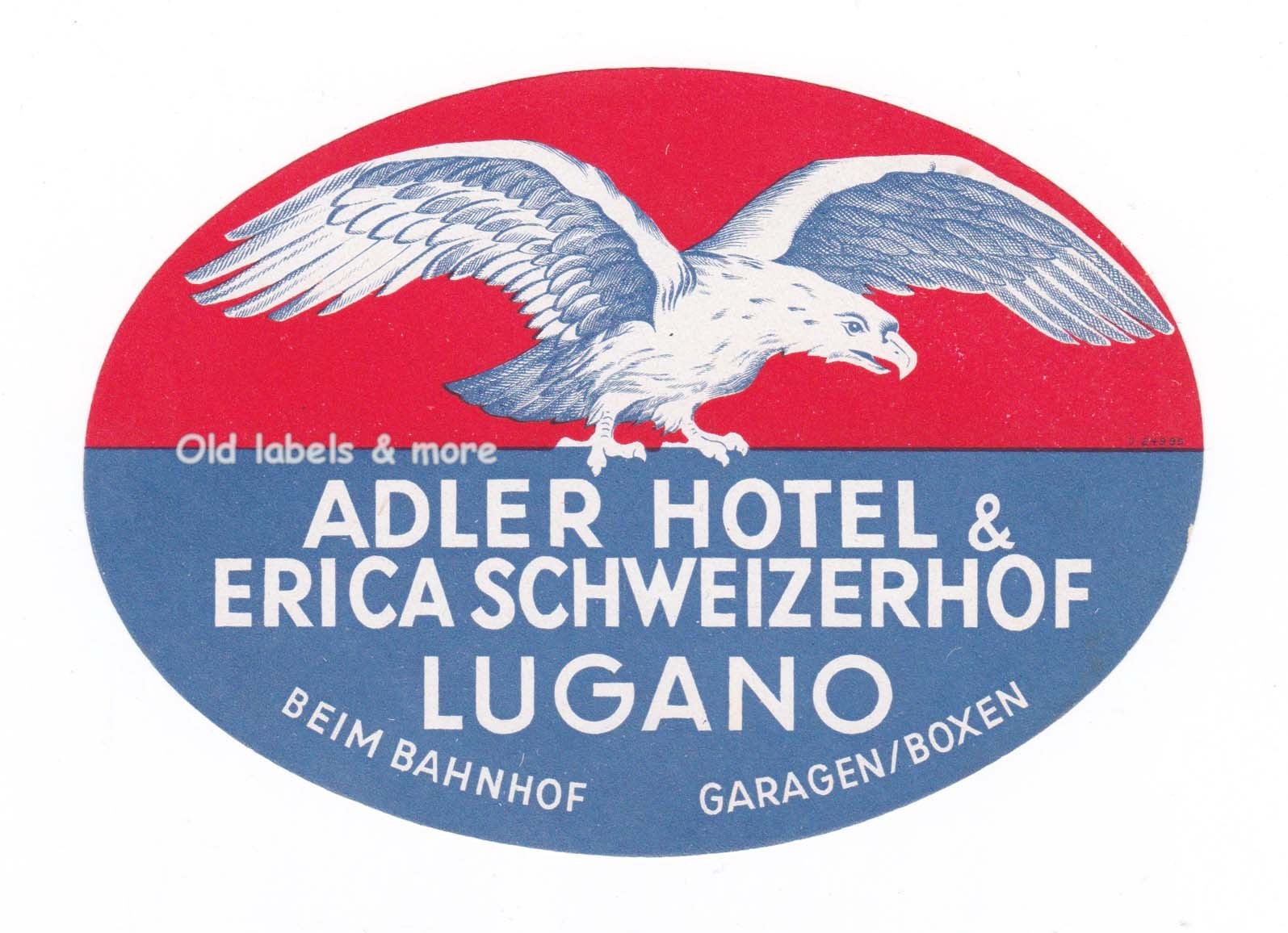 x4122 Adler Hotel & Erica Schweizerhof LUGANO luggage label suitcase sticker